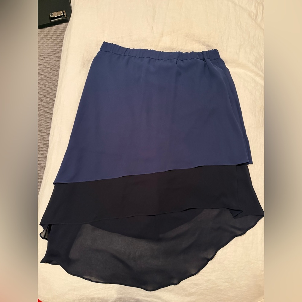Tahari Asymmetrical Blue and Black Skirt